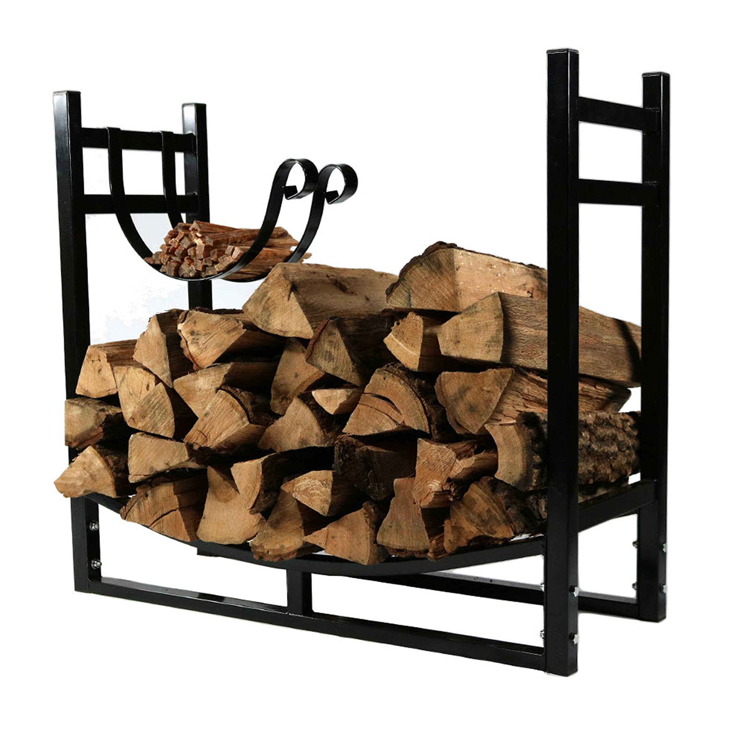送料無料Sunnydaze Firewood Rack with Kindling Holder - Indoor or Outdoor Fireplace Log Rack Firewood Holder for Wood Stor