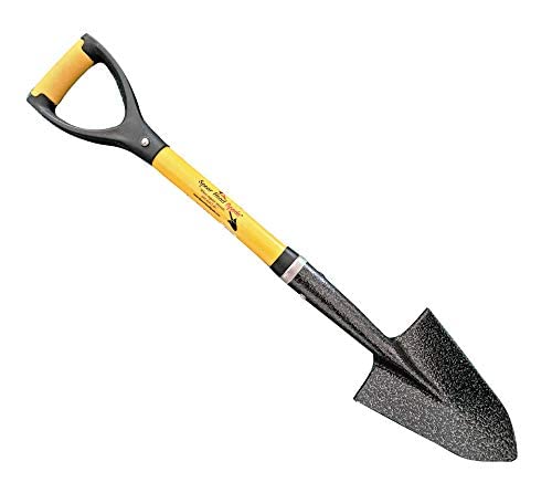 送料無料Spear Head Spade Small D-Handle Gardening Shovel with Cushioned Grip Fiberglass Handle with Carbon Manganese Ste
