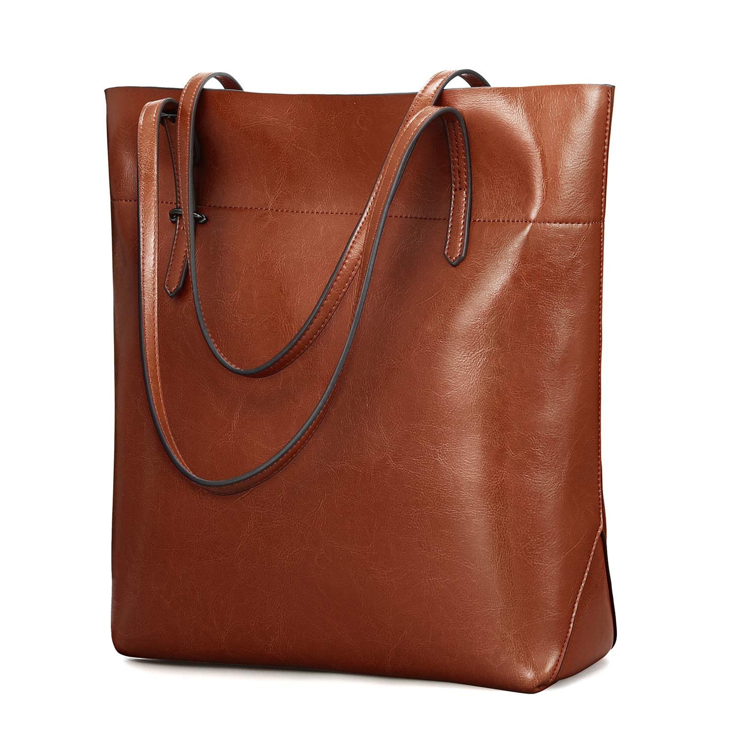 送料無料Kattee Vintage Genuine Leather Tote Shoulder Bag With Adjustable Handles Brown並行輸入品