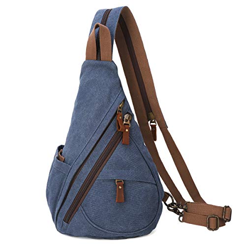 送料無料KL928 Canvas Sling Bag - Small Crossbody Backpack Shoulder Casual Daypack Rucksack for Men Women並行輸入品