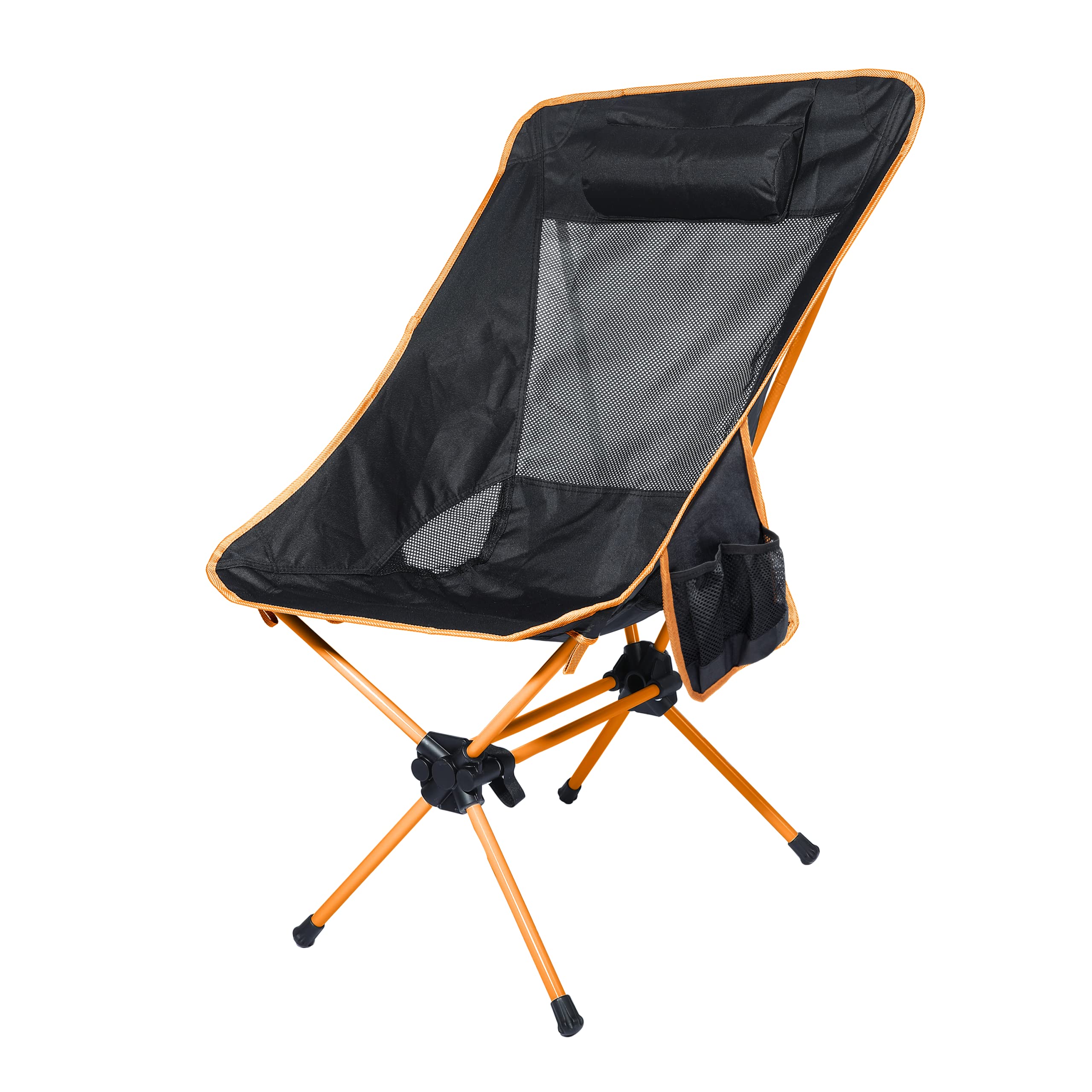 送料無料Ubon Compact Folding High Back Camping Chair Lightweight Portable Backpacking Chairs with 2 Side Pockets BlackOr