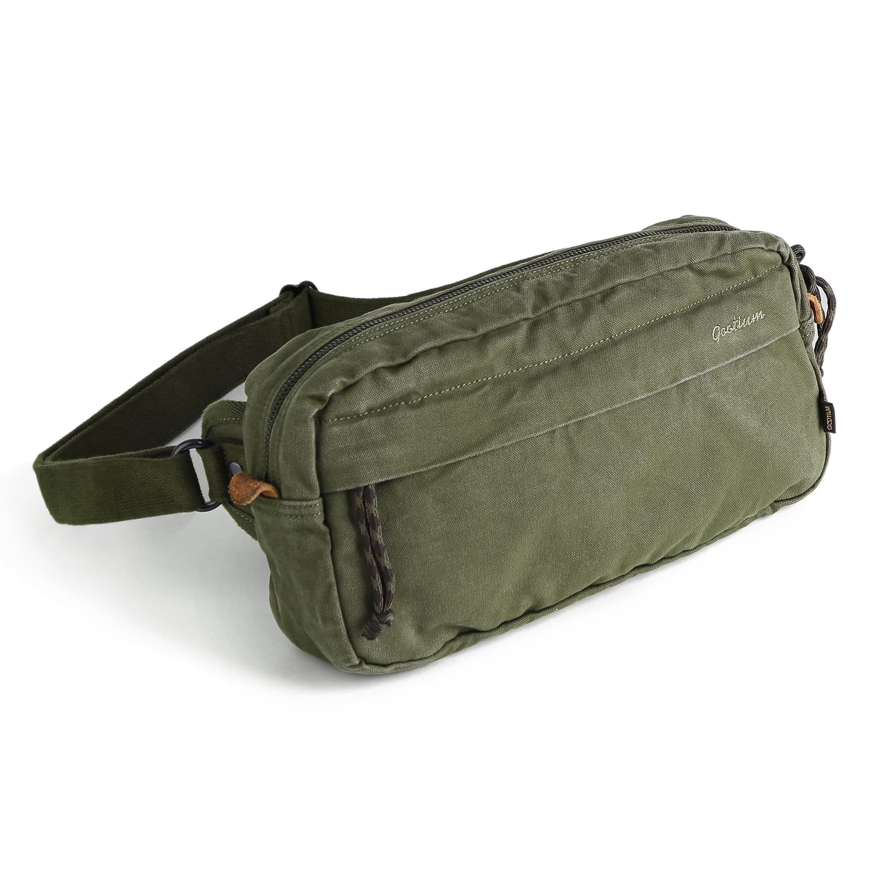 送料無料Gootium Mens Crossbody Pack - Canvas Daily Essentials Sling Bag Small Shoulder Backpack Olive並行輸入品