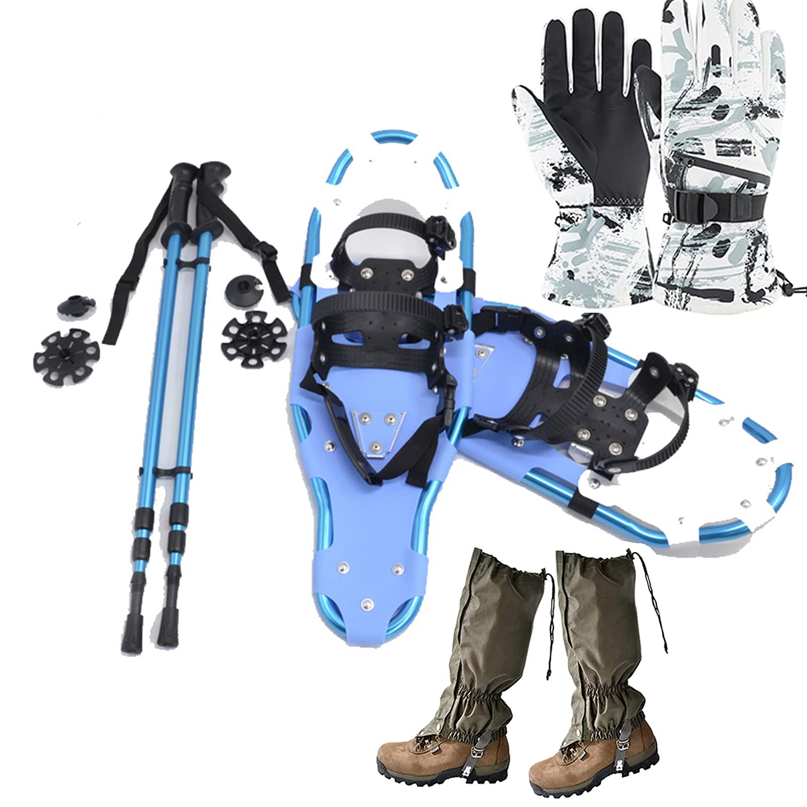 送料無料ZQTHL Lightweight Snowshoe Kit Lightweight Aluminum Snowshoes with Waterproof Leg Gaiters Anti-Shock Adjustab