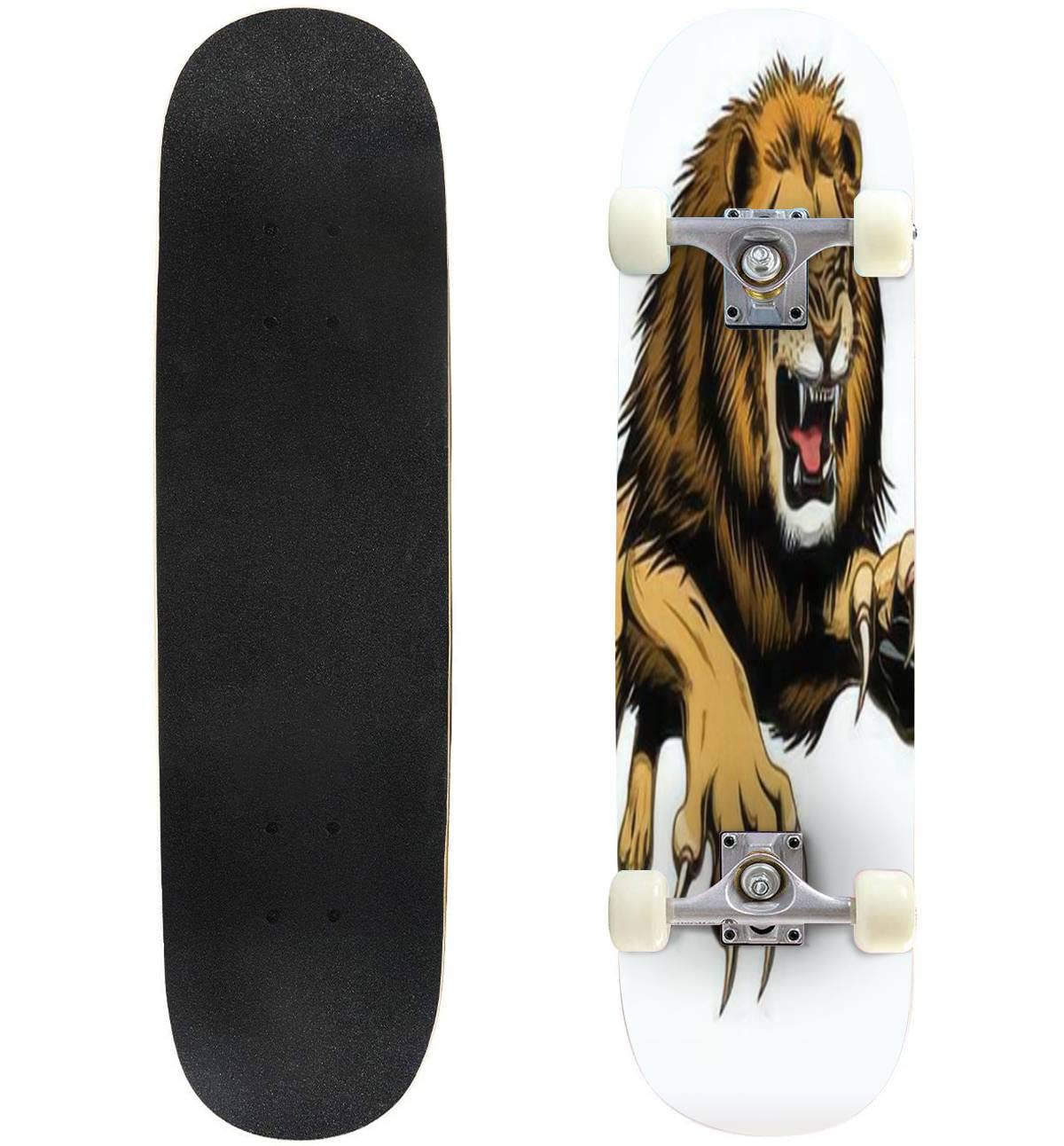 送料無料Skateboard Standard Double Kick Concave Longboard of Angry Leaping Lion Fashion Professional Extreme Sports for B