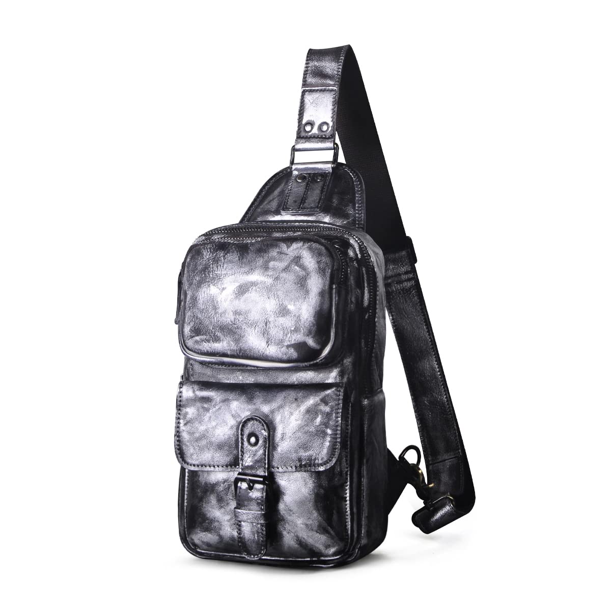 送料無料Leaokuu Outdoor Casual Travel Hiking Tea Crossbody Chest Sling Bag Rig One Shoulder Strap Bag Backpack For Men M