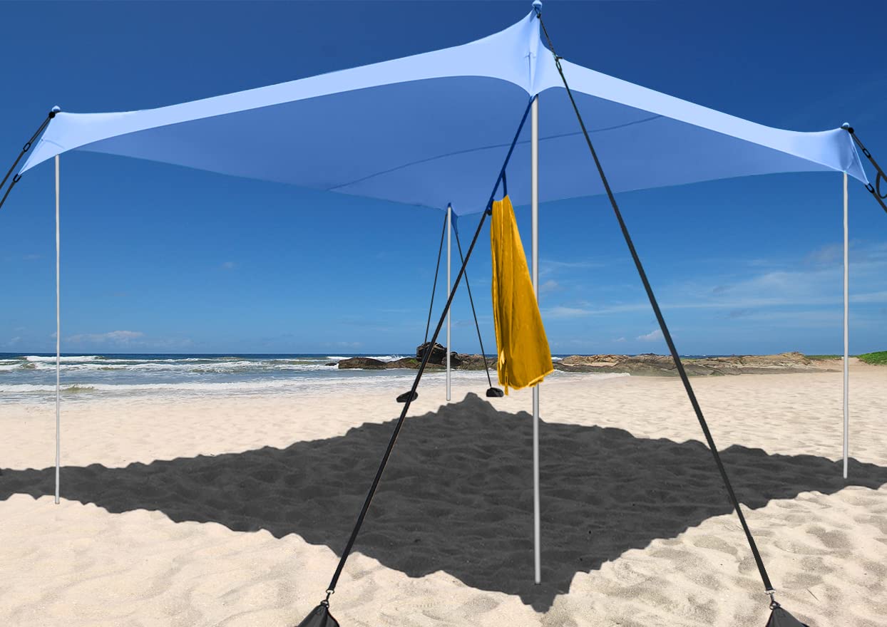 送料無料easierhike Family Beach Sunshade Tent UPF50 UV Protection Portable Windproof Design with 8 Sandbags Anchors 10x1