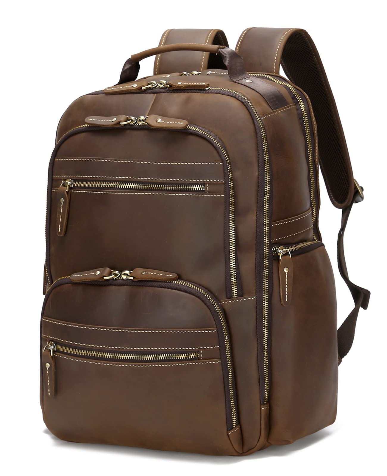 送料無料Taertii Genuine Leather Backpack For Men Vintage 17.3 inch Laptop Bag Large Capacity Business Travel Hiking Overn