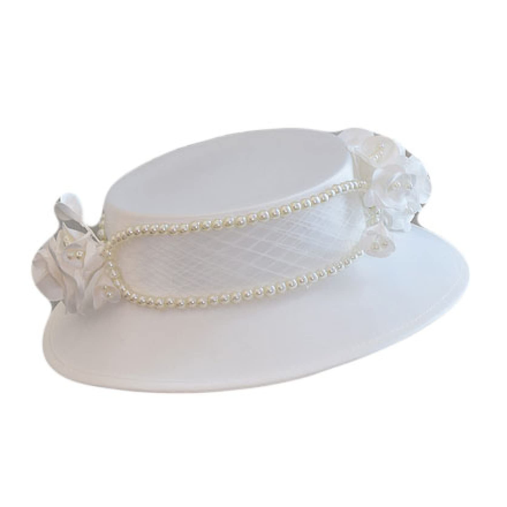 送料無料Women Fedora Top Hat White French Wedding Headwear Flower Pearl Elegant Church Caps Cocktail Party並行輸入品
