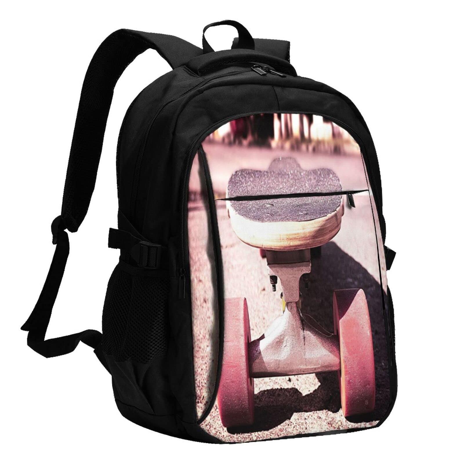 送料無料Skateboard Usb Travel Laptop Backpack Water Resistant Casual Daypack Computer Bag Business並行輸入品