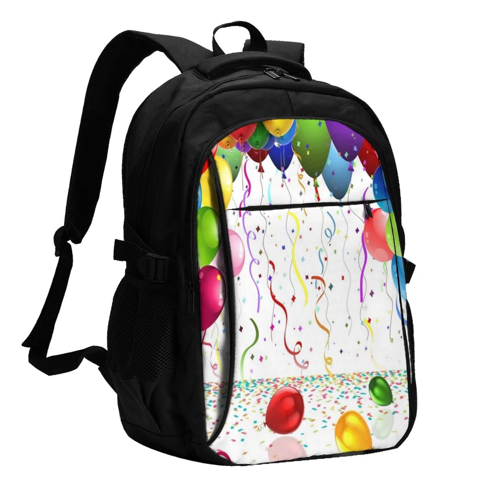 送料無料Colorful Balloons Usb Travel Laptop Backpack Water Resistant Casual Daypack Computer Bag Business並行輸入品
