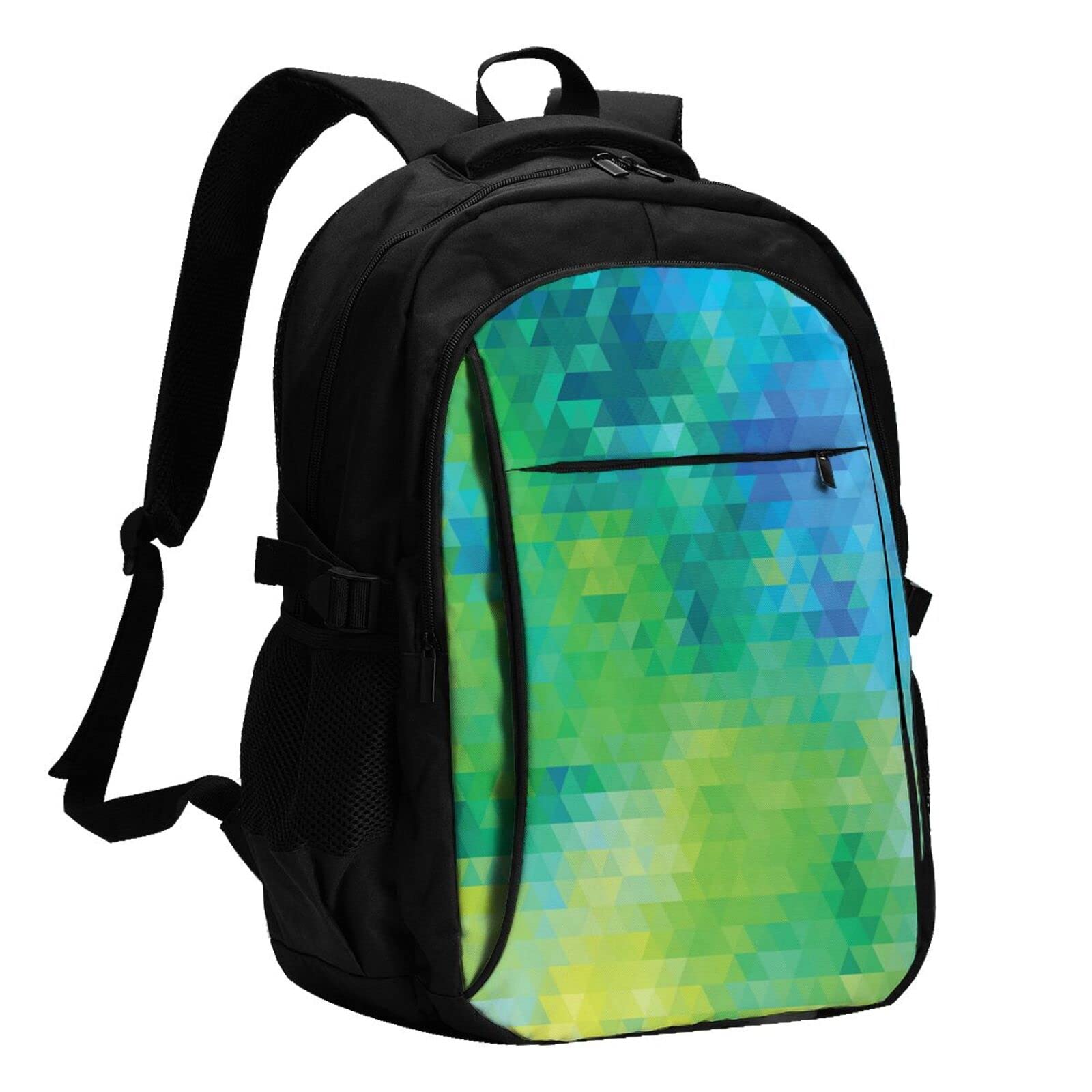 送料無料Geometric Abstract Triangles Usb Travel Laptop Backpack Water Resistant Casual Daypack Computer Bag Business並