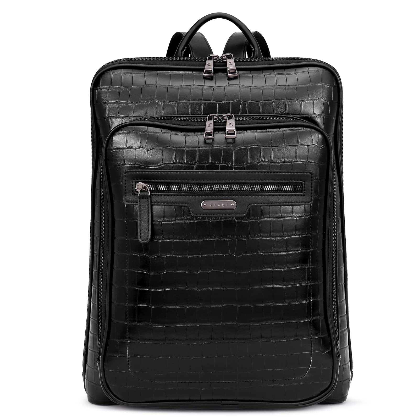 送料無料CLUCI Leather Laptop Backpack for Women 15.6 inch Computer Backpack Travel Business Work Large Daypack Black Croc