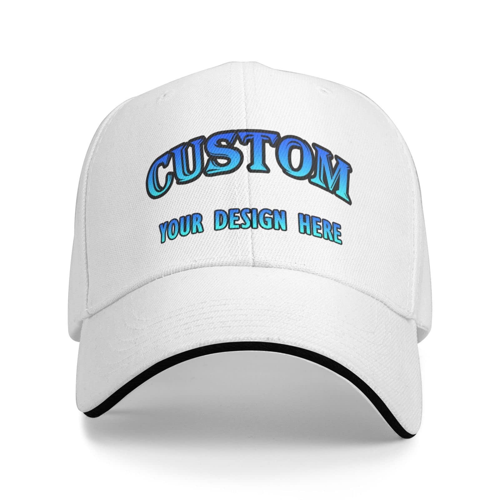 送料無料Personalized Custom Baseball Cap Customize Your Own Design Text Photos Image Logo Adjustable Hat Unisex White