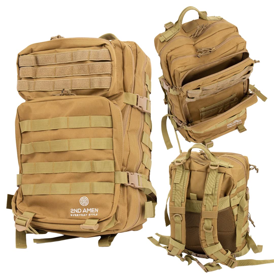 送料無料2ND AMEN Tactical Military Backpack - 3 Day Assault Army Rucksack with Molle Webbing - 45L Capacity - Ideal for C