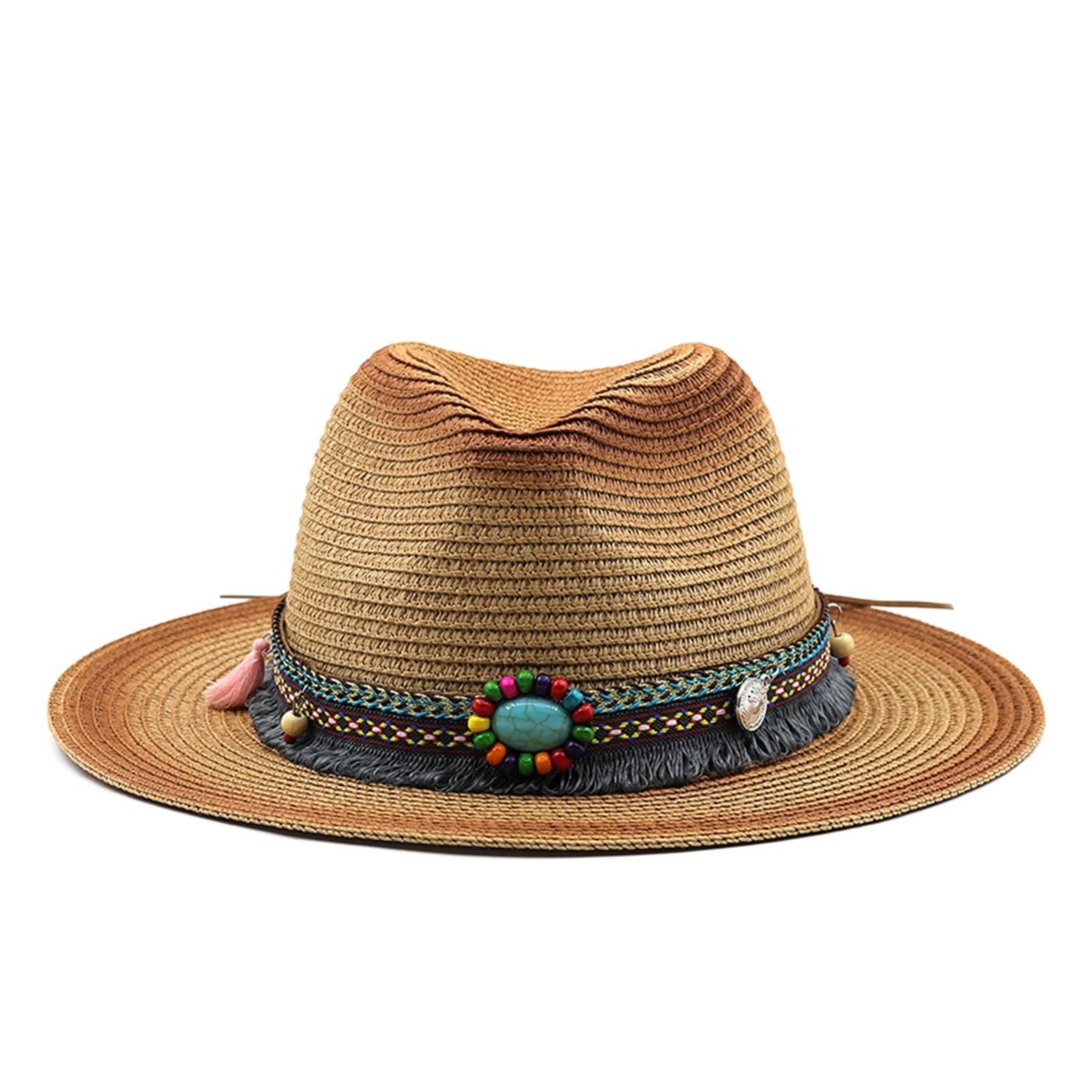 送料無料ZouGAOYuAn Simple Vintage Panama Hat Men Straw Fedora Male Sun hat Women Summer Beach British Style Chapeau Cap S