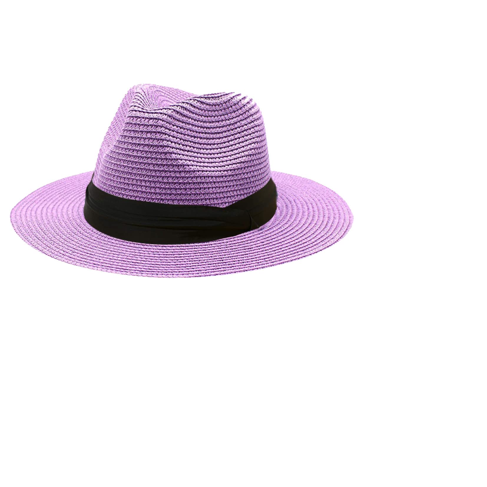 送料無料Men and Women Straw Fedora Hat Wide Brim Panama Sun Hat with Black Band Light Travel Beach Summer Hats並行輸