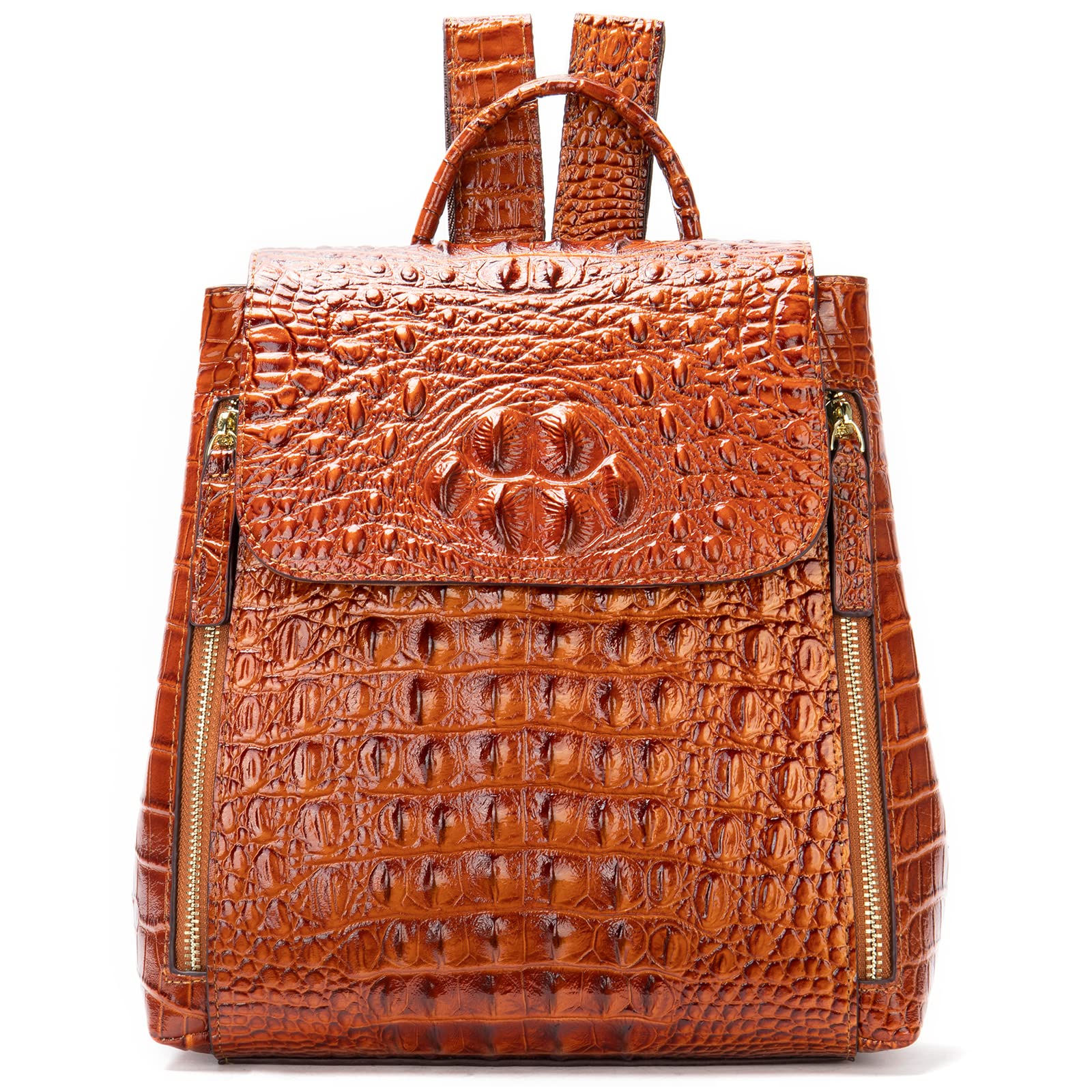 送料無料Cute Mini Backpack Purse For Women Crocodile Small Backpack Fashion Casual Leather Back Pack Purses Orange並行