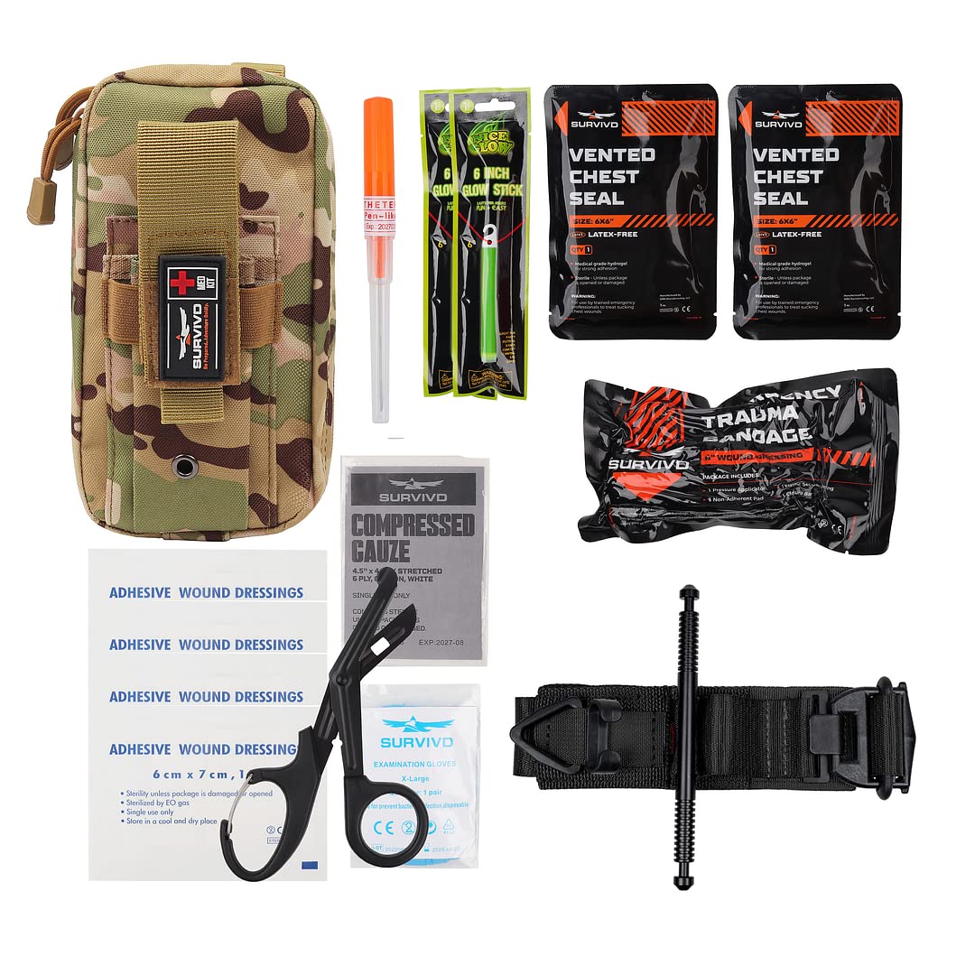 送料無料SURVIVD Small EDC IFAK Trauma First Aid Kit with American SOF Tourniquet Tactical Medical Kit Bleeding Contro
