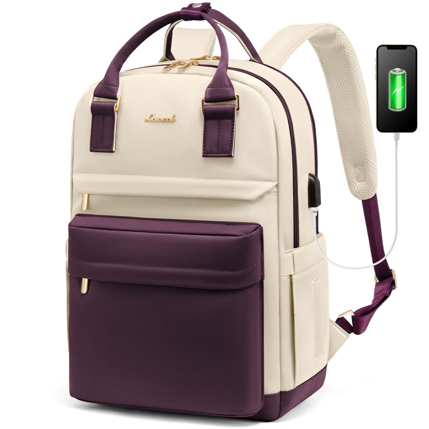 送料無料LOVEVOOK Laptop Backpack for Women 15.6 Inch Laptop Bag with USB Port Fashion Waterproof Backpacks Teacher Nurse