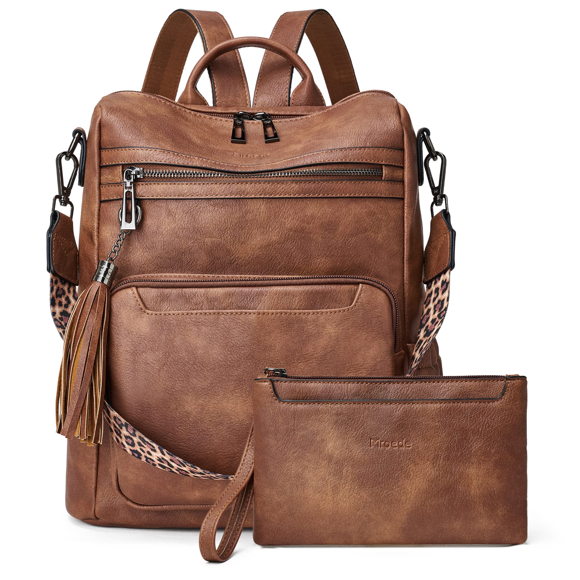 送料無料Mroede Leather Backpack Purse for Women Fashion Designer Ladies Shoulder Bags Travel Backpack並行輸入品