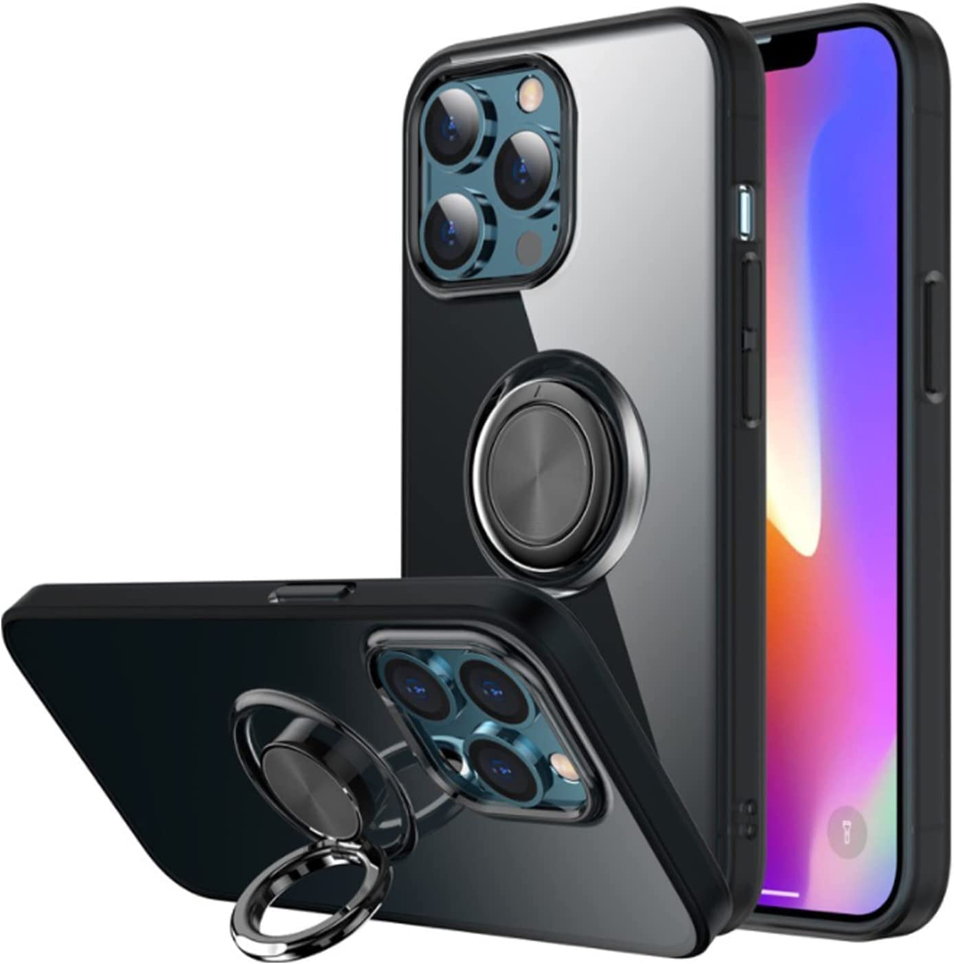 送料無料HOUCY Case for iPhone 13 Pro Max TPU Case Slim Cover with Mobile Phone Ring Holder Case Shockproof Anti-Fall C