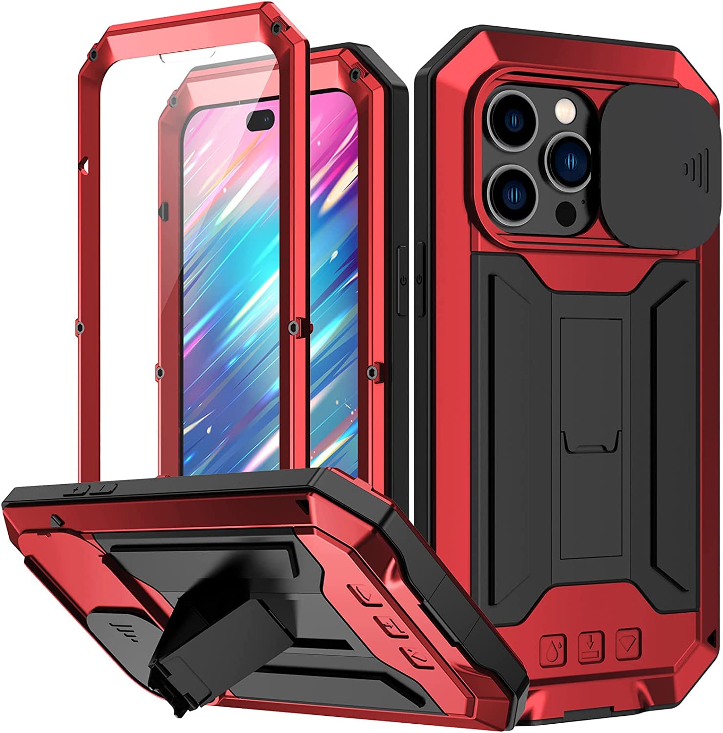 送料無料IOTUP Case for iPhone 14 Pro Max with Slide Camera Cover Kickstand Military Grade Shockproof Phone Cover Buil