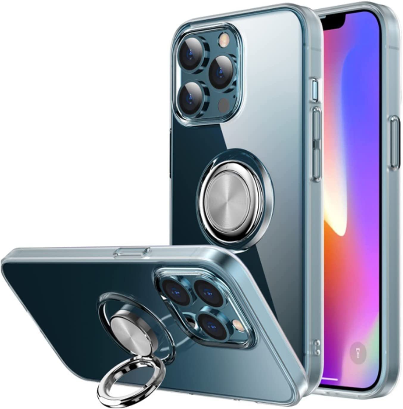 送料無料FULNES Case for iPhone 13 Pro Max TPU Case Slim Cover with Mobile Phone Ring Holder Case Shockproof Anti-Fall