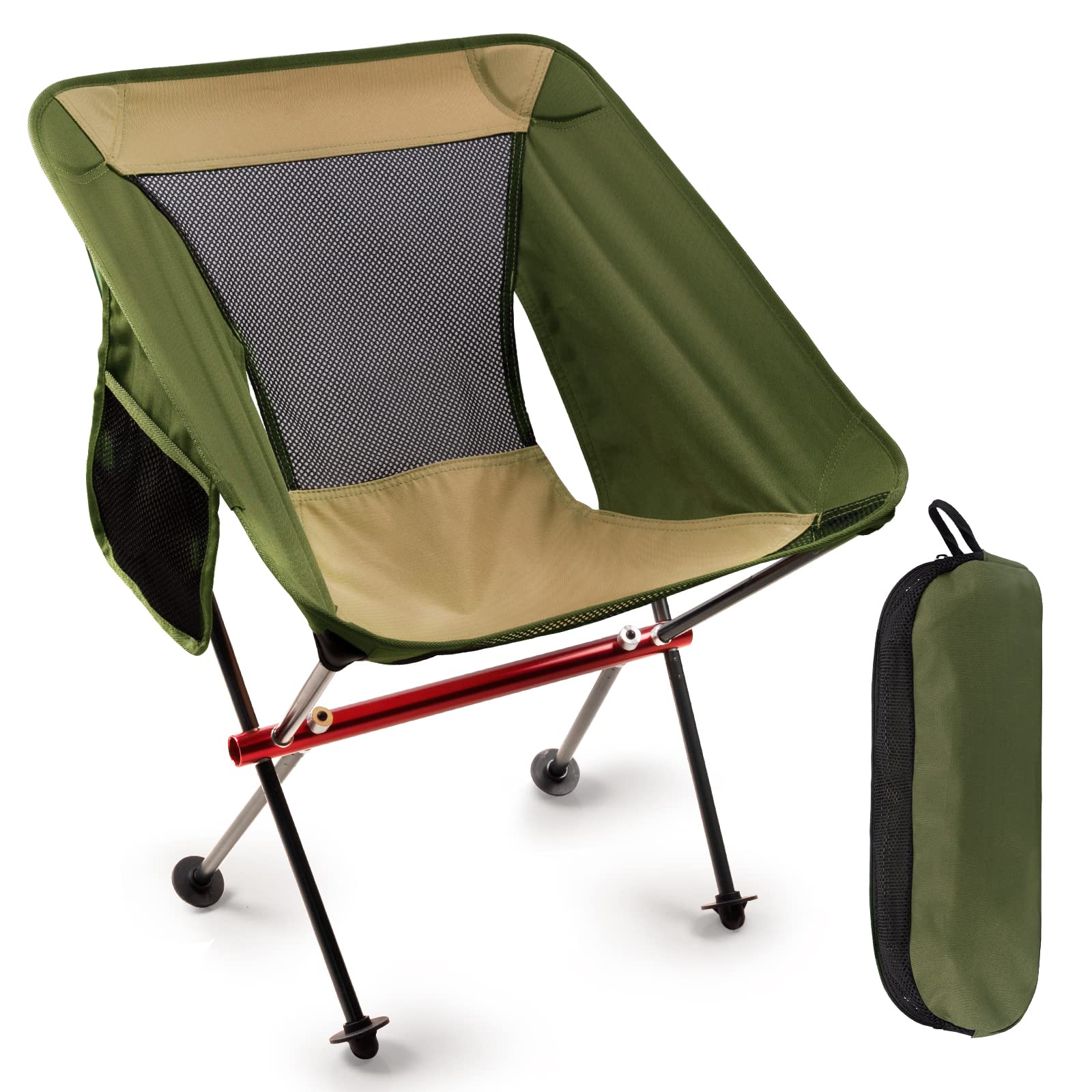 送料無料VOOVY Portable Folding Chair Ultralight Compact Camping Chair with Side Pocket Carrying Bag for Outdoor Campi