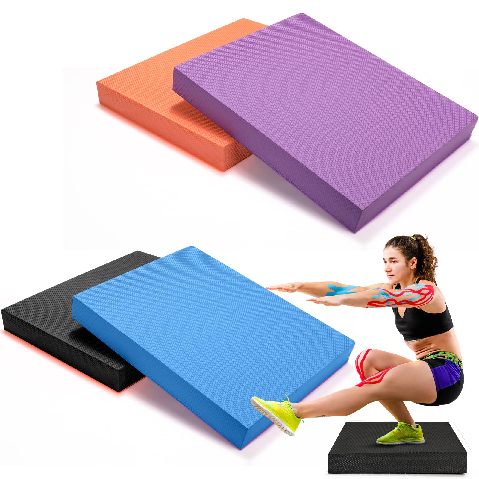 送料無料Haull 4 Pieces Exercise Balance Pad 2 Inch Foam Balance Pad for Gym Workout Non Slip Yoga Foam Cushion Exercise M