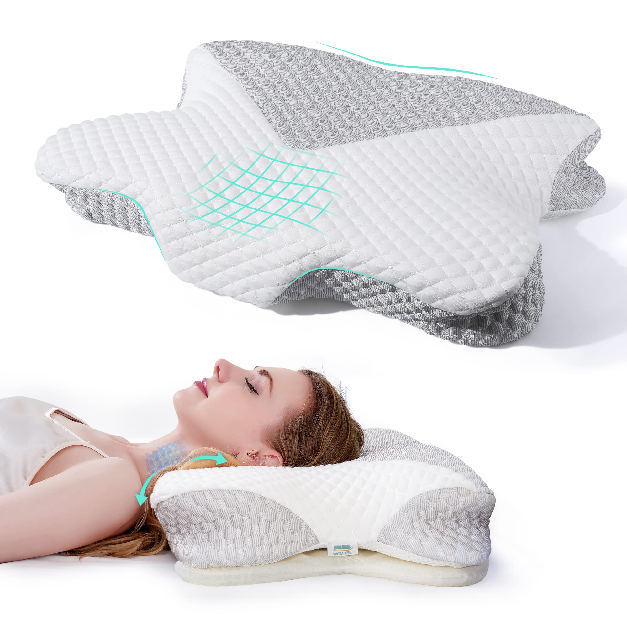 送料無料Wemore Neck Pillows for Neck and Shoulder Pain Relief Ergonomic Contour Pillow Orthopedic Cervical Pillow for S