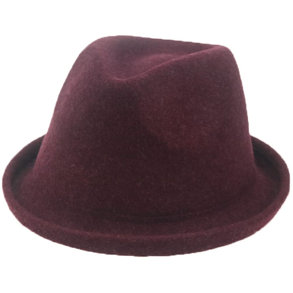 送料無料TAKSUN Hat Hats for Women Fedora Caps Winter Hat Short Brim Soft Wool Men Caps Casual Sombreros Wine red 56-58cm