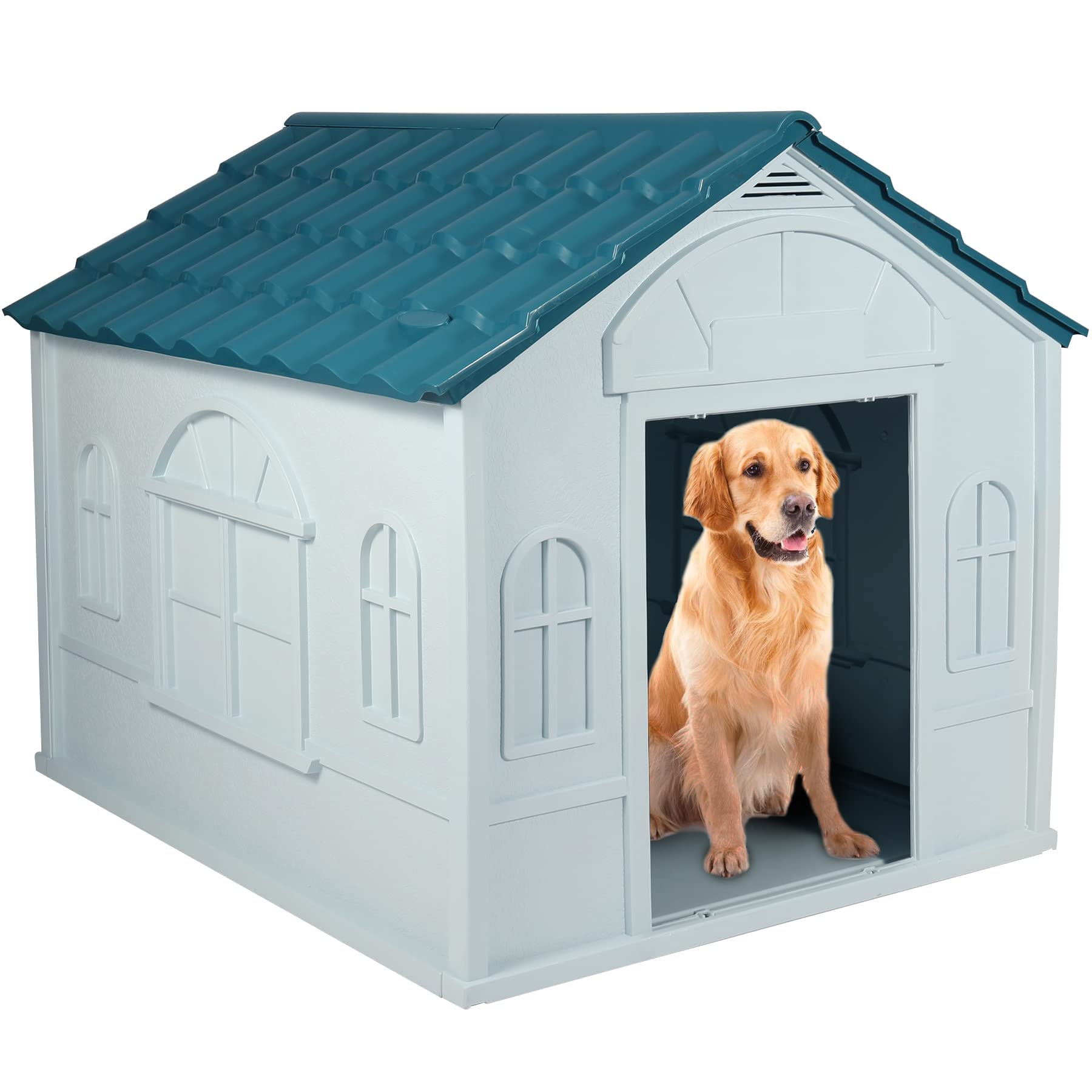送料無料Stonehomy 39 Length Height Durable Waterproof Plastic Dog House for Medium Large Dogs All-Weather Protected Pet