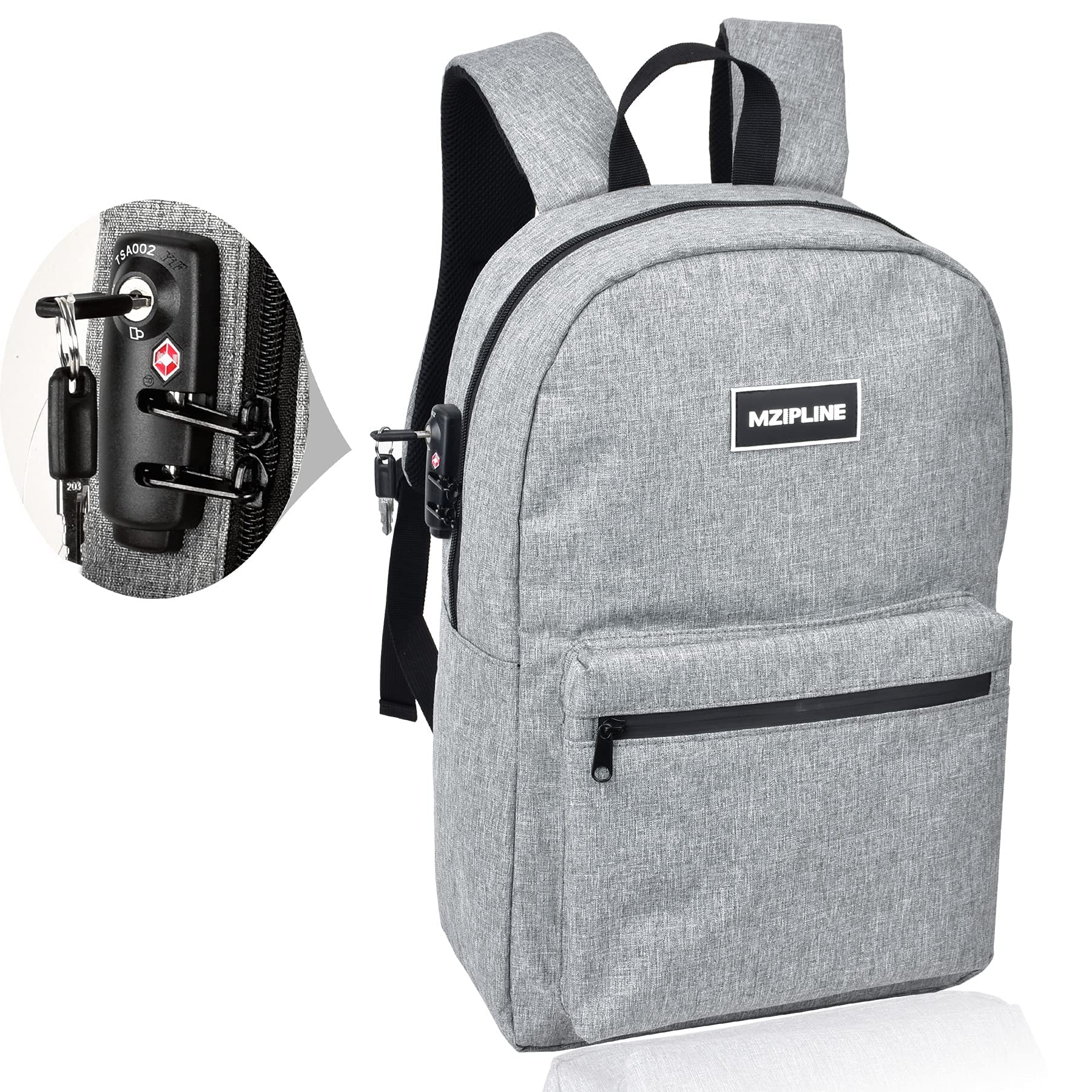 送料無料MZIPLINE Backpack Bag With TSA Lock Key Resistant Laptop Daypack for Men Women Travel Grey並行輸入品