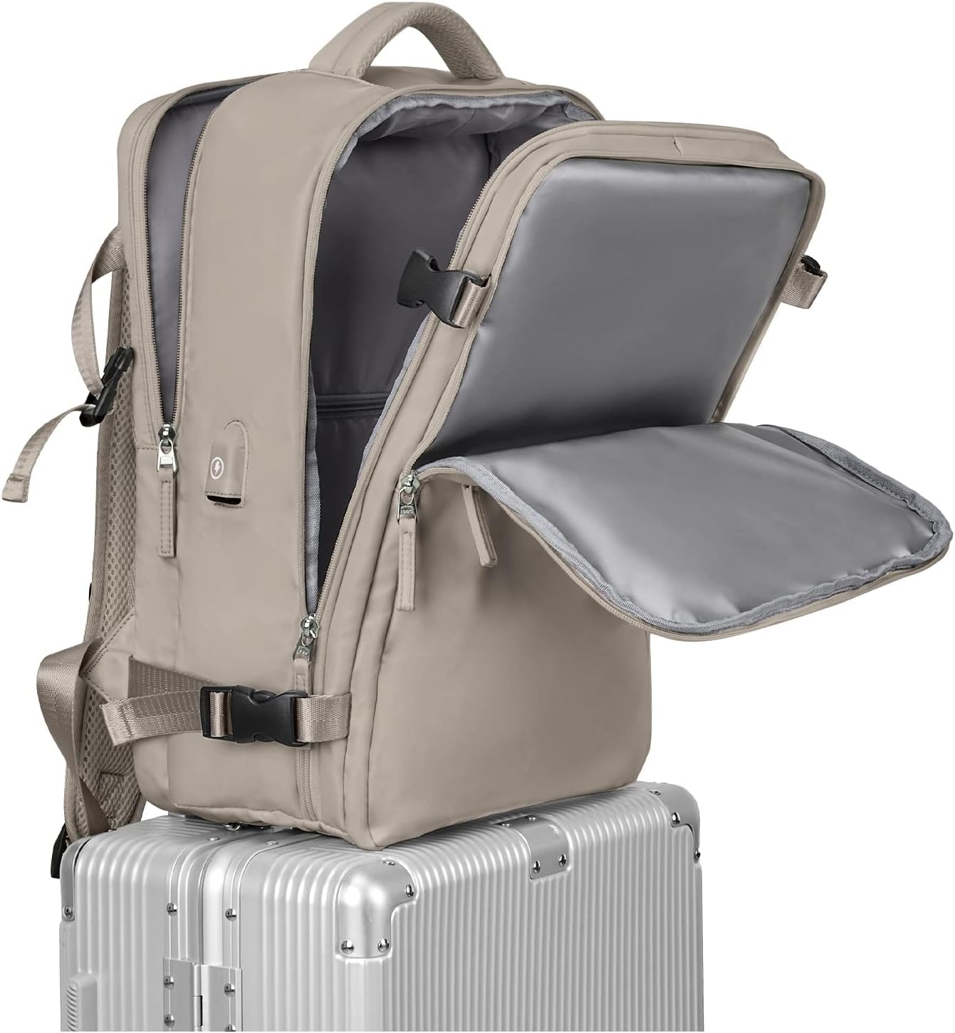 送料無料bergsalz Brown Large Travel Backpack Essentials For Women Men Airline Approved Personal Item Travel Bag Carry On