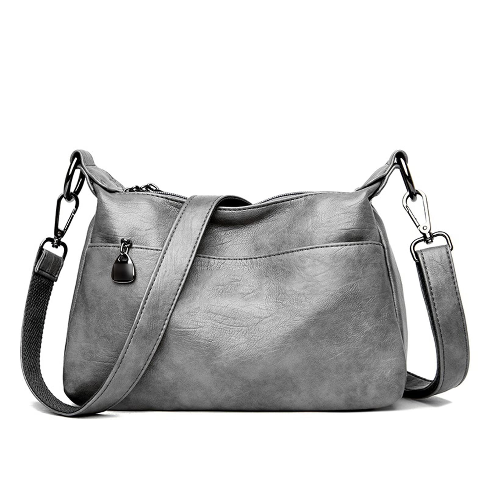 送料無料ALLMRO Shoulder Bag Women Shoulder BagsLeather Solid Color Messenger Bag with Casual Double Shoulder Strap Co