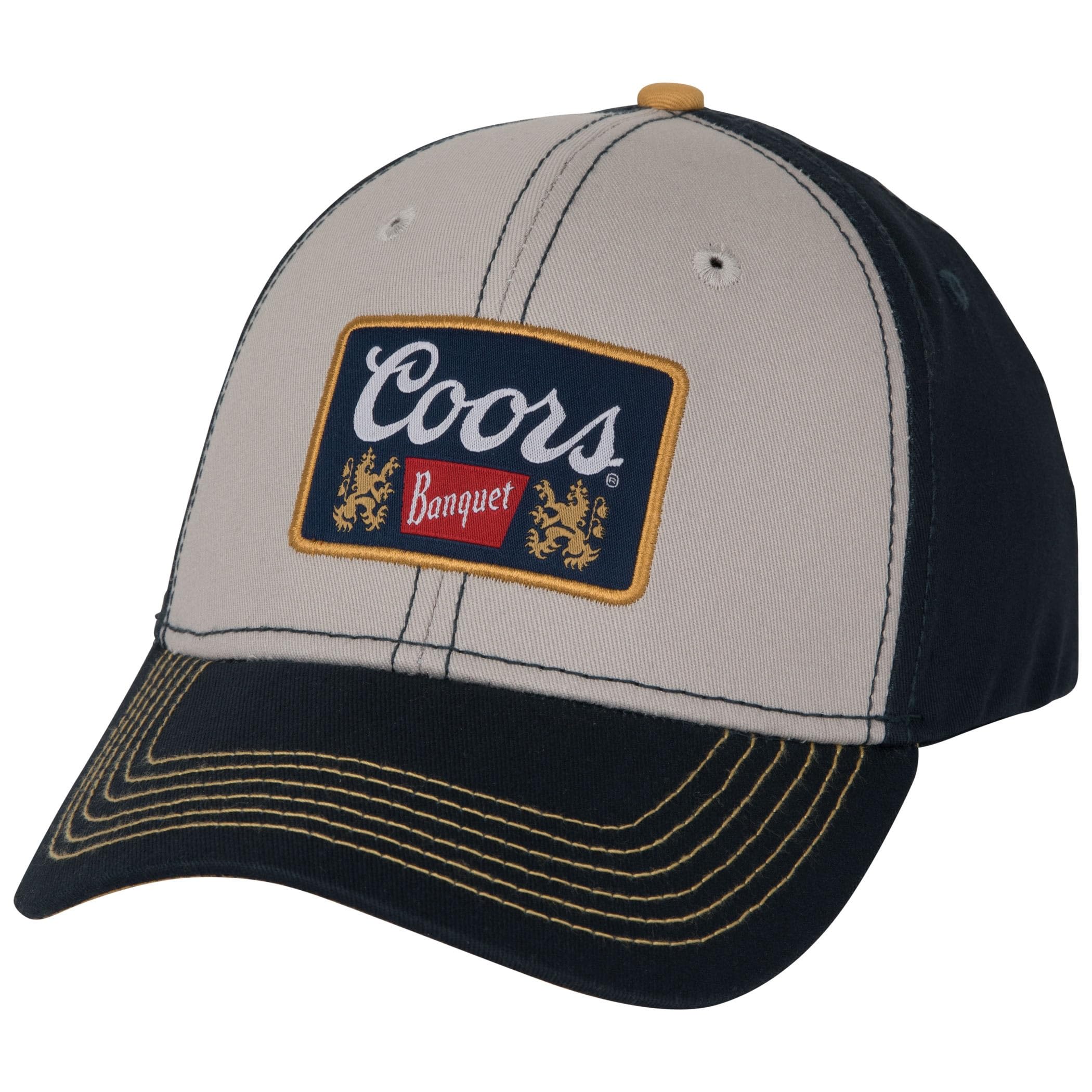送料無料Coors Banquet Mens Adjustable Snapback Twill Baseball Cap with Patch Logo One Size Navy並行輸入品