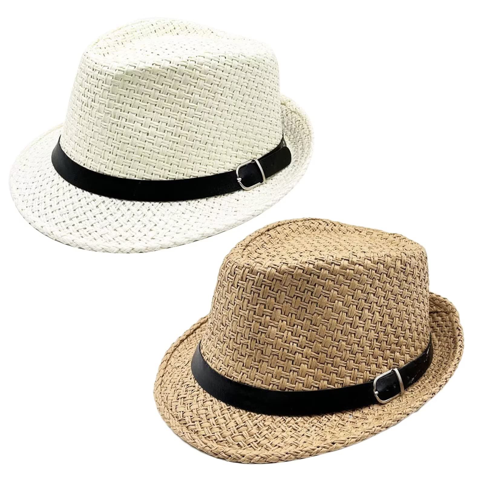 送料無料HNVAVQ Unisex Straw Trilby Hats for Men Women Summer Fedora Hats for Beach Casual Wear Holiday Trilby Hat Jazz Ca