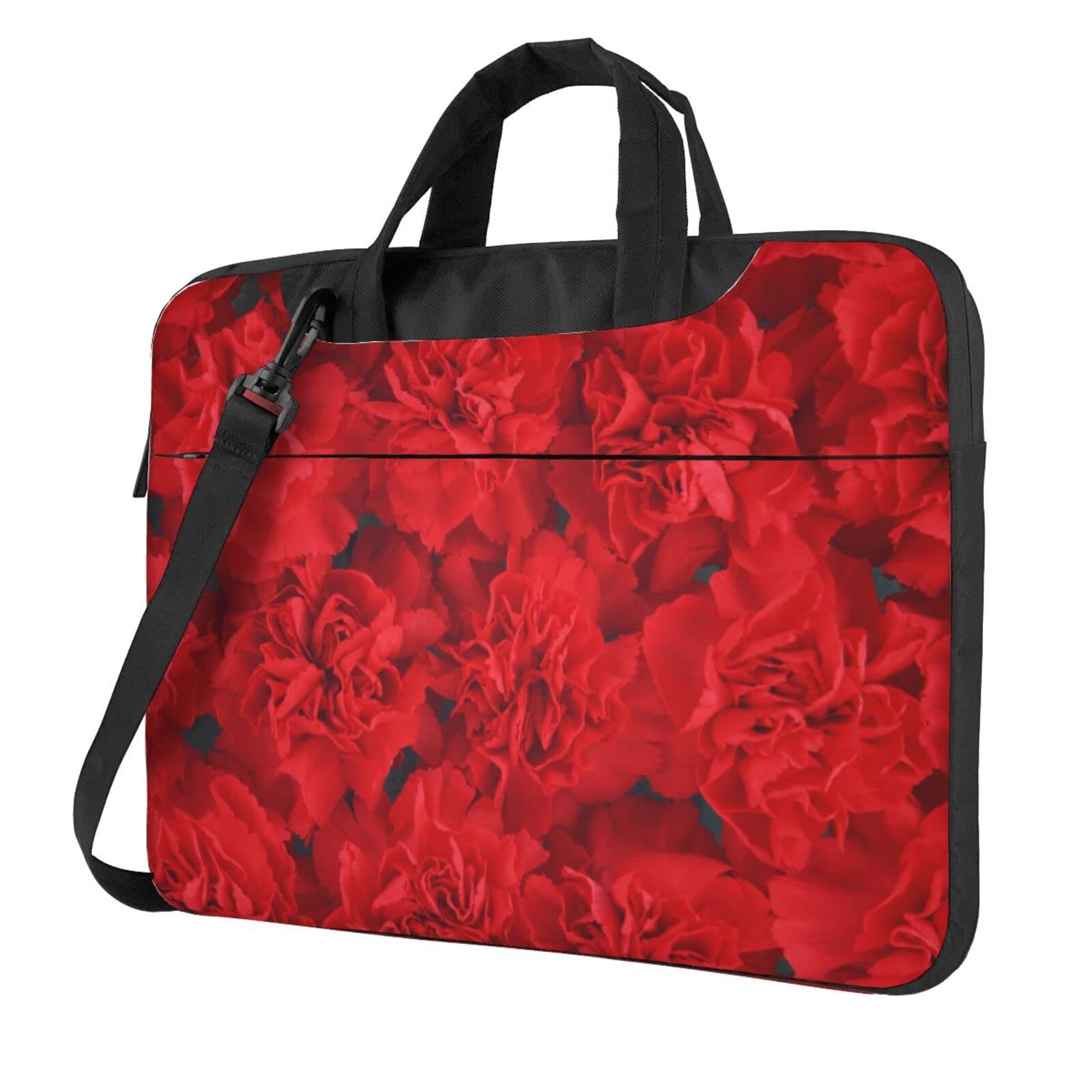 送料無料Red Flowers Printing Laptop Shoulder Bag Women Men Work Computer Bag 15.6 Inch For Business Office並行輸入品