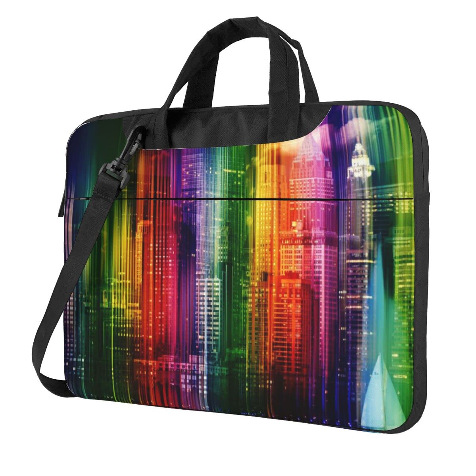 送料無料Rainbow City Printing Laptop Shoulder Bag Women Men Work Computer Bag 14 Inch For Business Office並行輸入品
