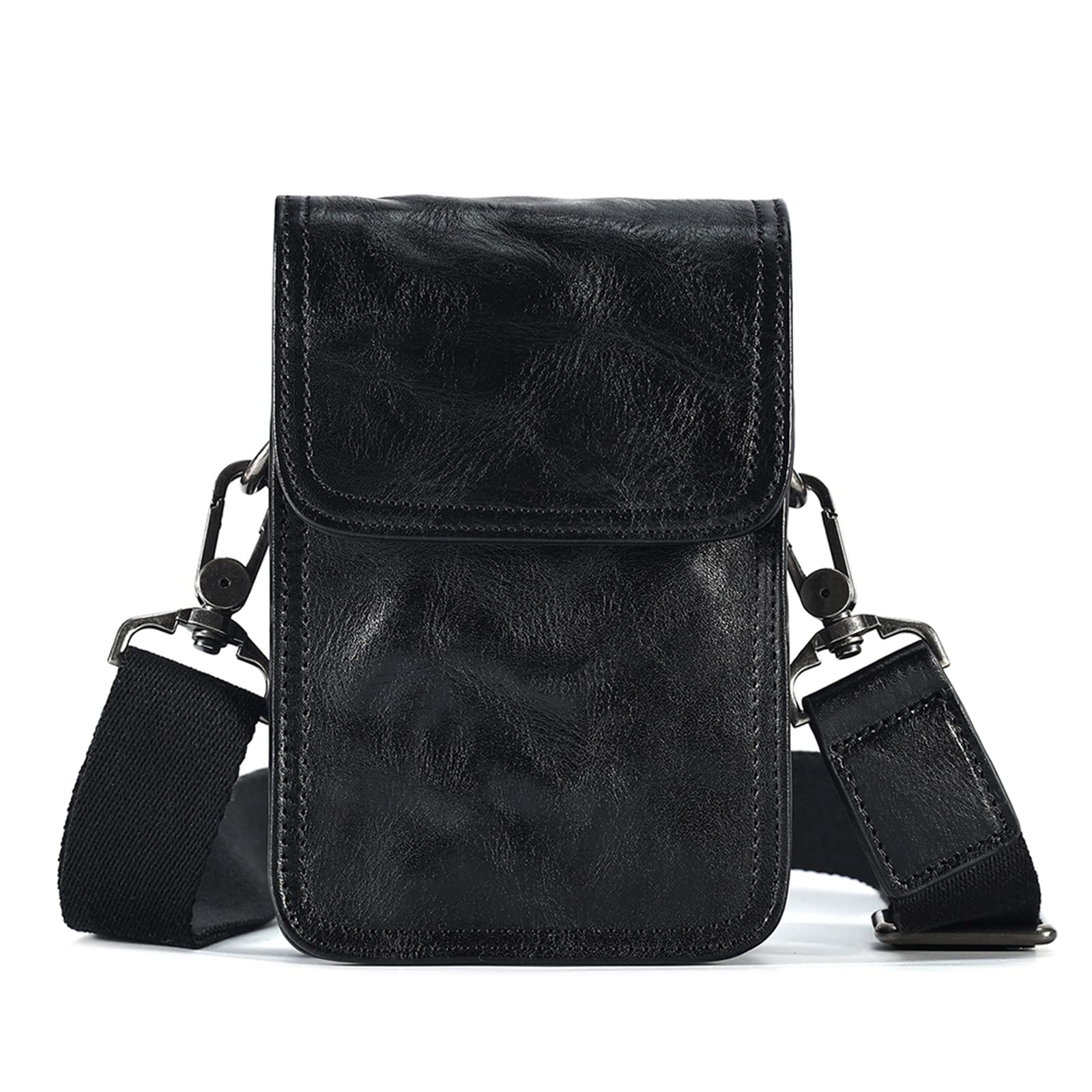 送料無料Soyeacrg Genuine Leather Sling Bag Fanny Pack for Men Small Mini Crossbody Shoulder Bag Casual Hiking Outdoor Run