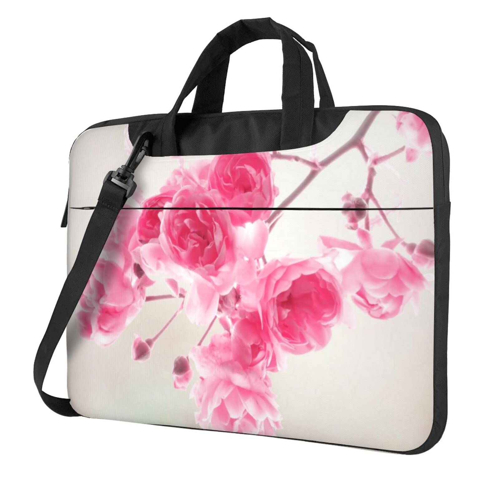 送料無料Pink Flowers Printing Laptop Shoulder Bag Women Men Work Computer Bag 15.6 Inch For Business Office並行輸入