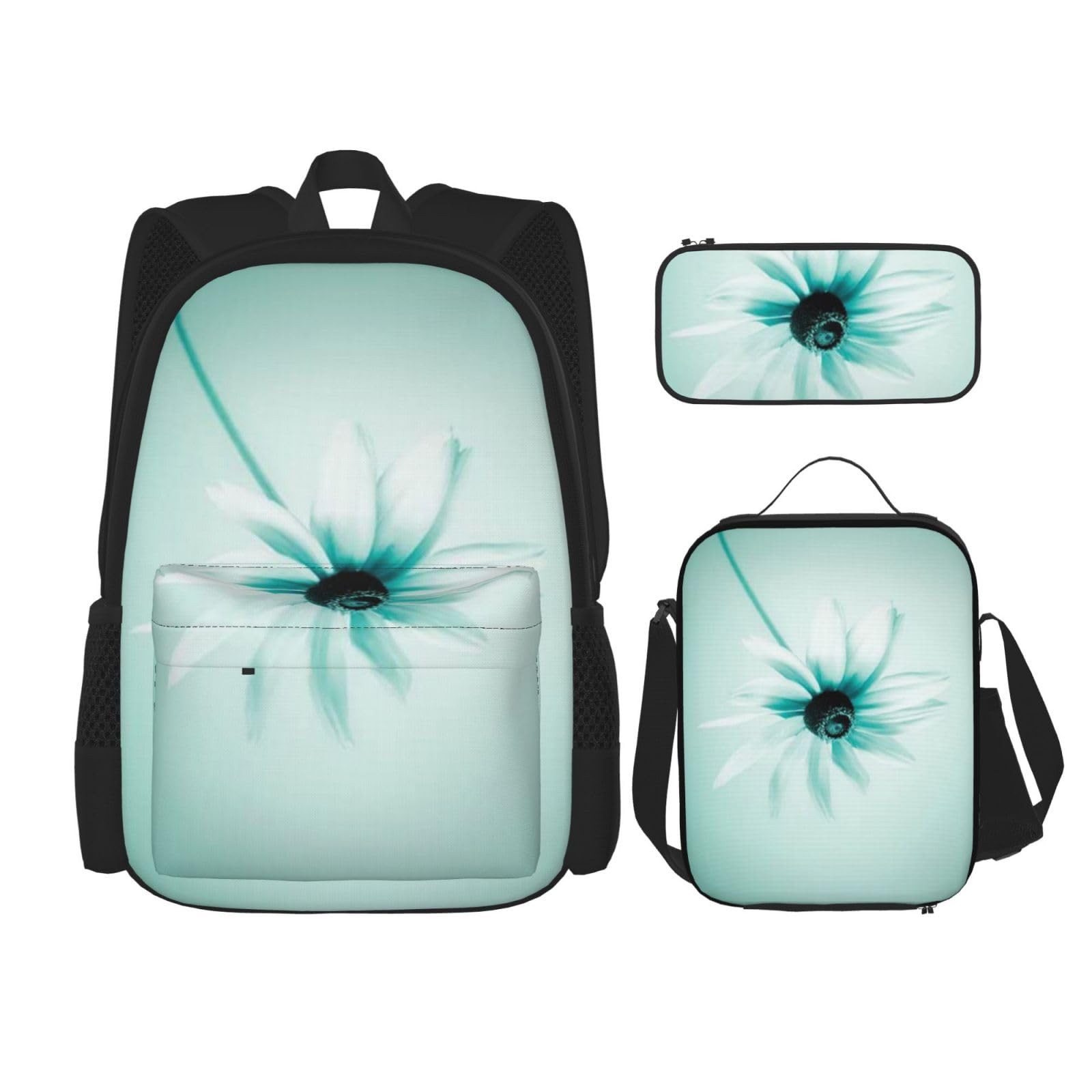 送料無料Daisy Flowers in Framed 3 Piece Backpacks Set Cute Adjustable Shoulder Strap Daypack Combination Bag並行輸入