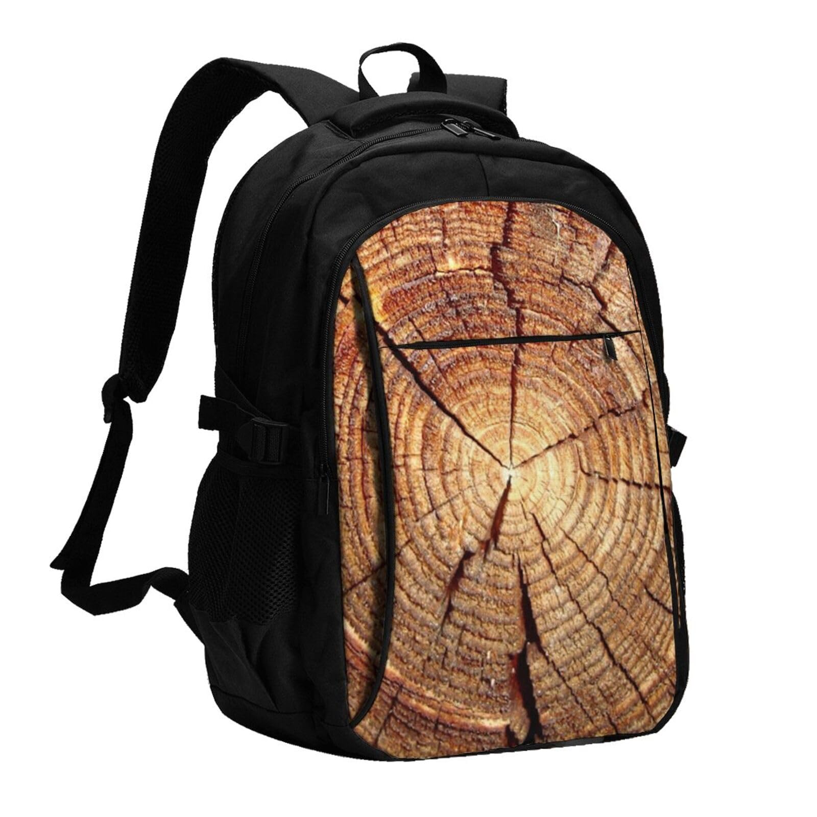 送料無料EVANEM Wood Grain Pattern Printed Laptop Backpack With Usb Charging Port And Music Jack Travel Backpack Business