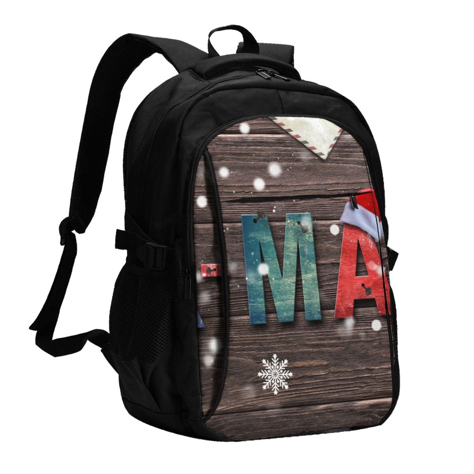 送料無料EVANEM X-Mas Snowing Printed Laptop Backpack With Usb Charging Port And Music Jack Travel Backpack Business Backp