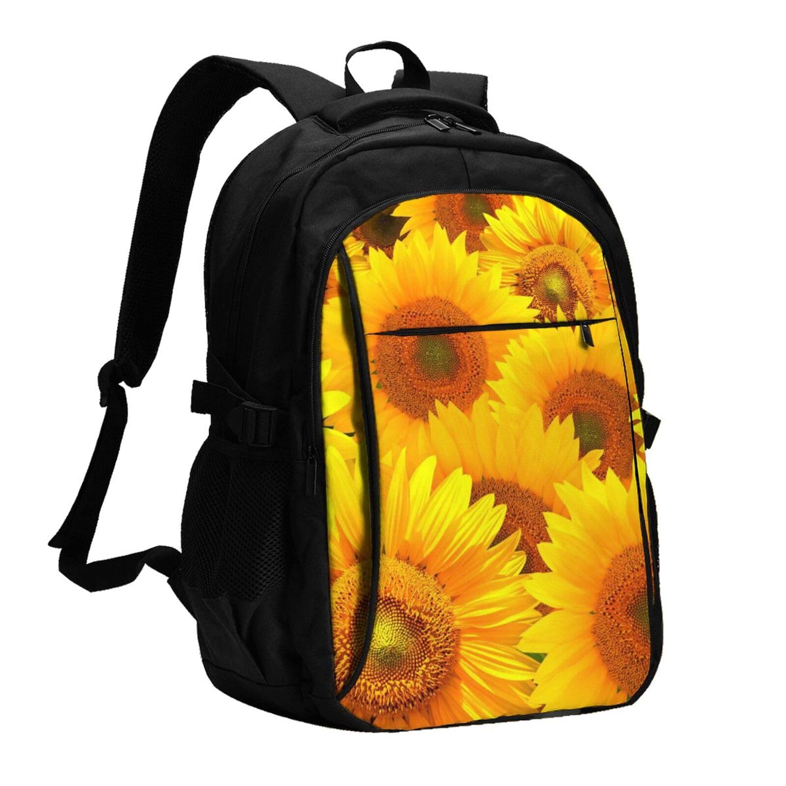 送料無料EVANEM Yellow Sunflower Printed Laptop Backpack With Usb Charging Port And Music Jack Travel Backpack Business Ba