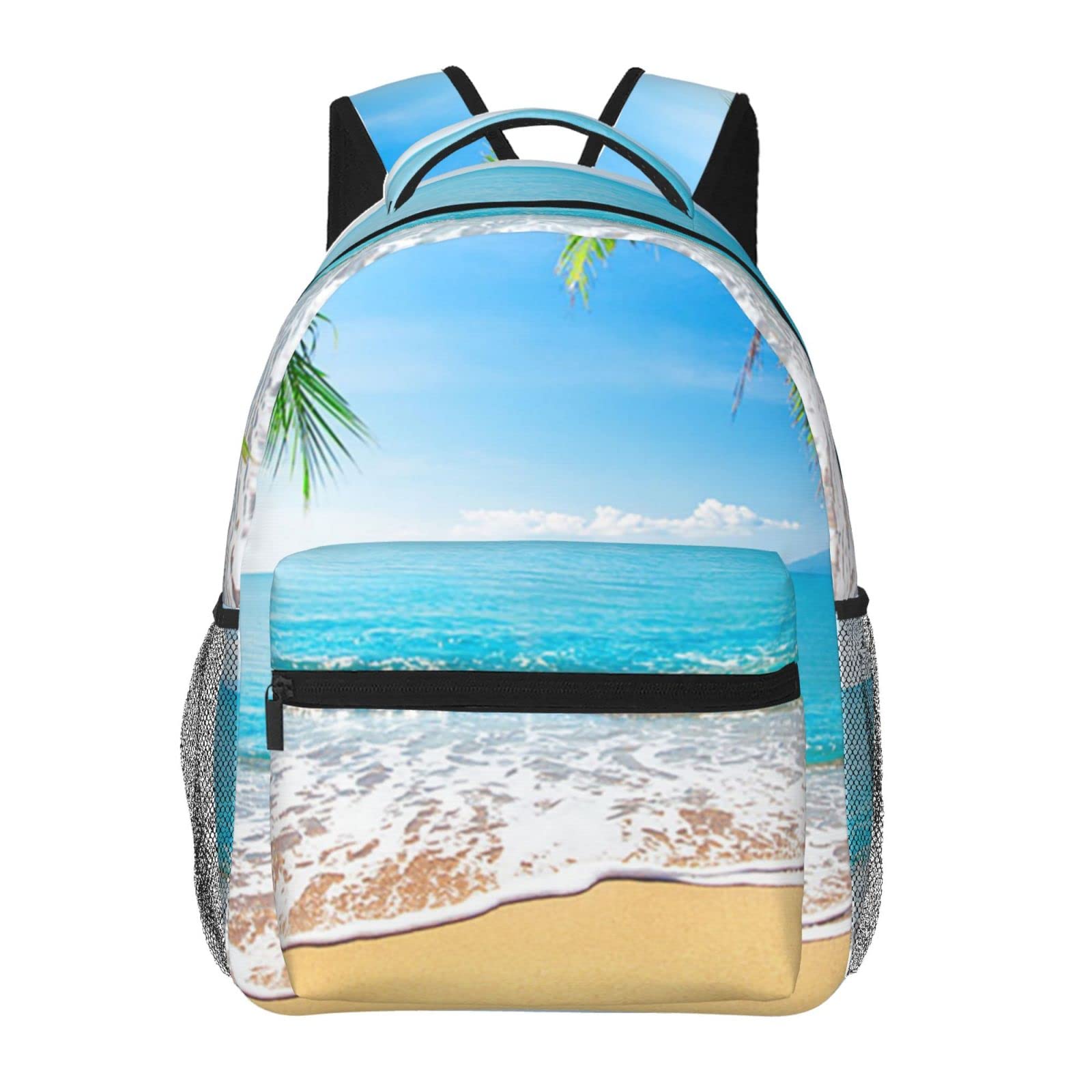 送料無料Ocean Sea Beach Palm Leaves Printed Laptop Backpack Fashion Lightweight Ergonomic Backpacks Casual Travel Daypack