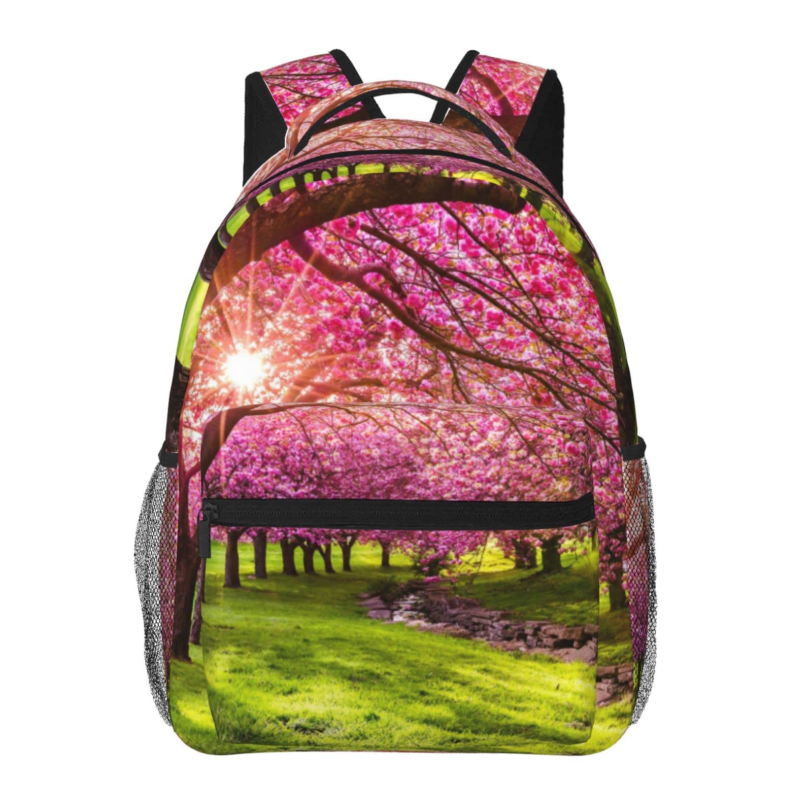送料無料Pink Blooming Orchard Printed Laptop Backpack Fashion Lightweight Ergonomic Backpacks Casual Travel Daypack For W