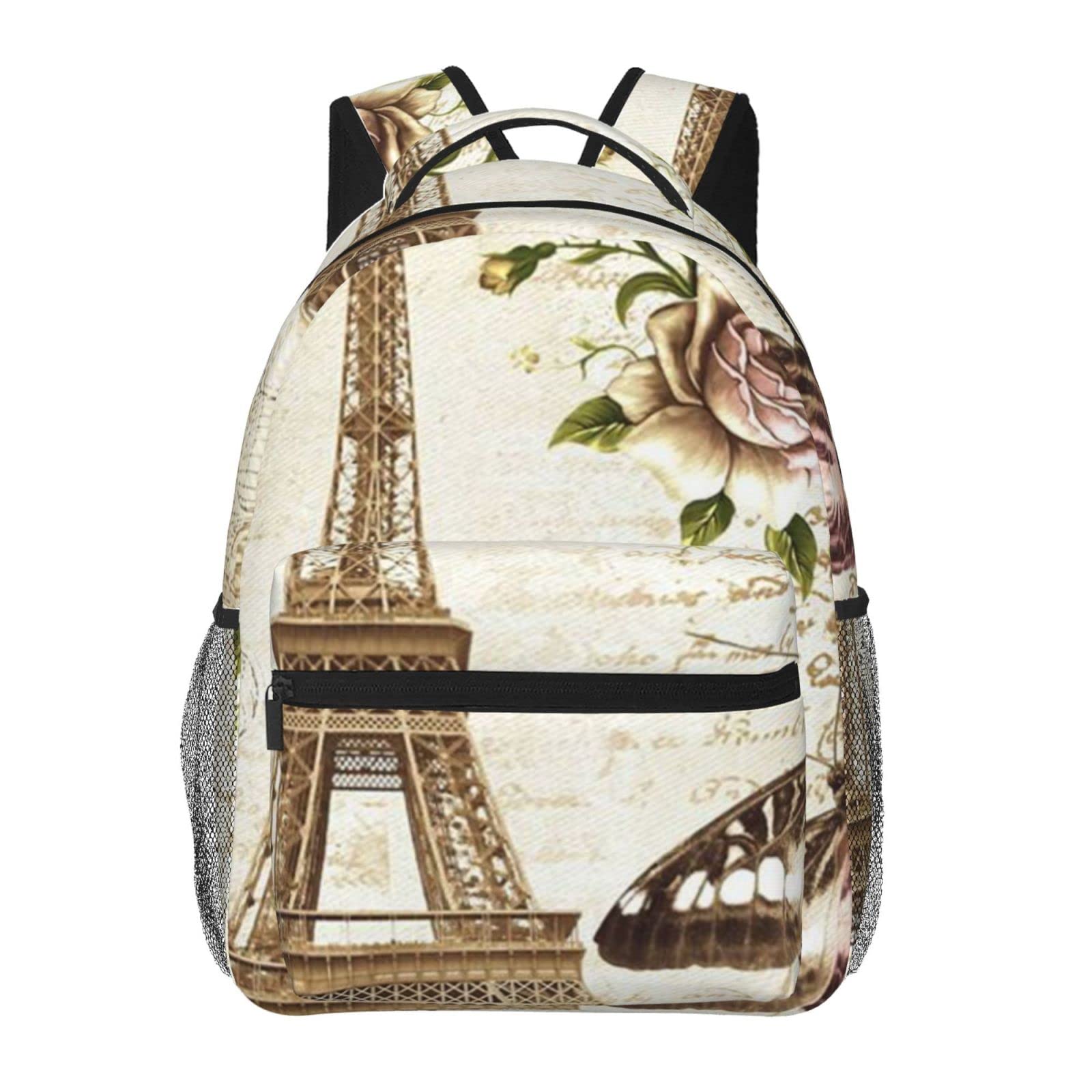 送料無料Paris Eiffel Tower Printed Laptop Backpack Fashion Lightweight Ergonomic Backpacks Casual Travel Daypack For Wome