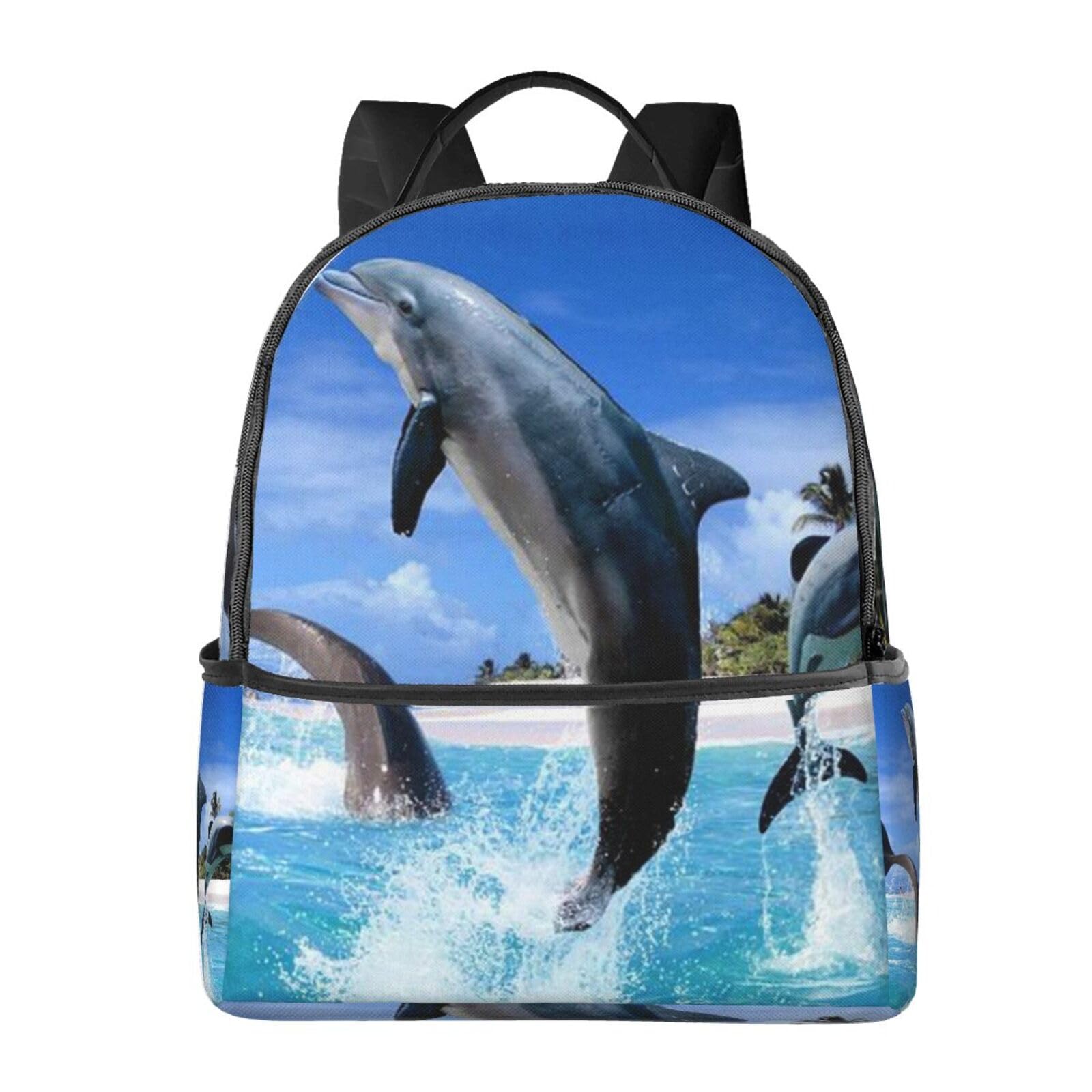 送料無料EVANEM Laptop Backpack Lightweight Travel Backpack Shoulders Bag Sea Dolphin Printed For Travel Men Women並行