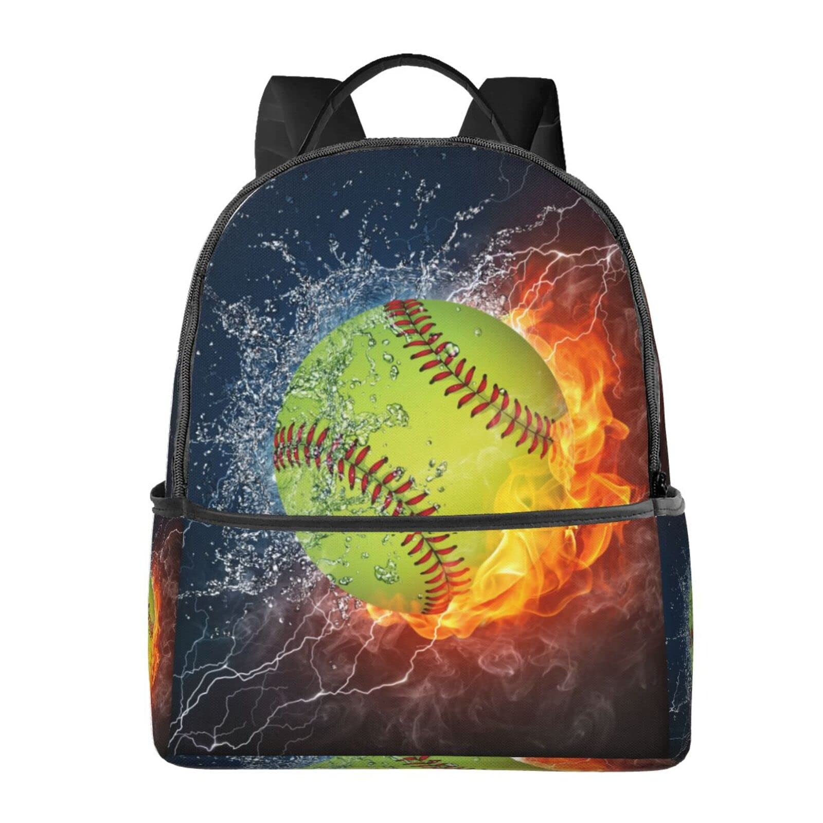 送料無料EVANEM Laptop Backpack Lightweight Travel Backpack Shoulders Bag Softball Baseball On Fire And Water Printed For